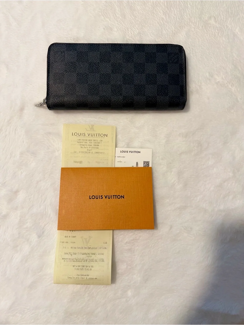 Louis Vuitton Black Damier Graphite Zip Wallet with Silver Hardware